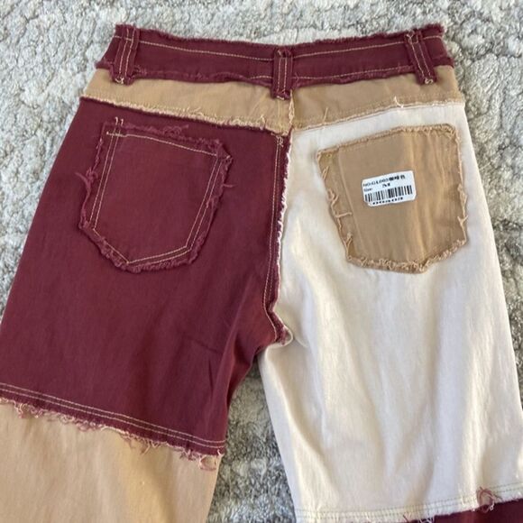 NWT High-Waist Jeans Straight Denim PantsPatchwork Pants Stitching - Picture 6 of 7